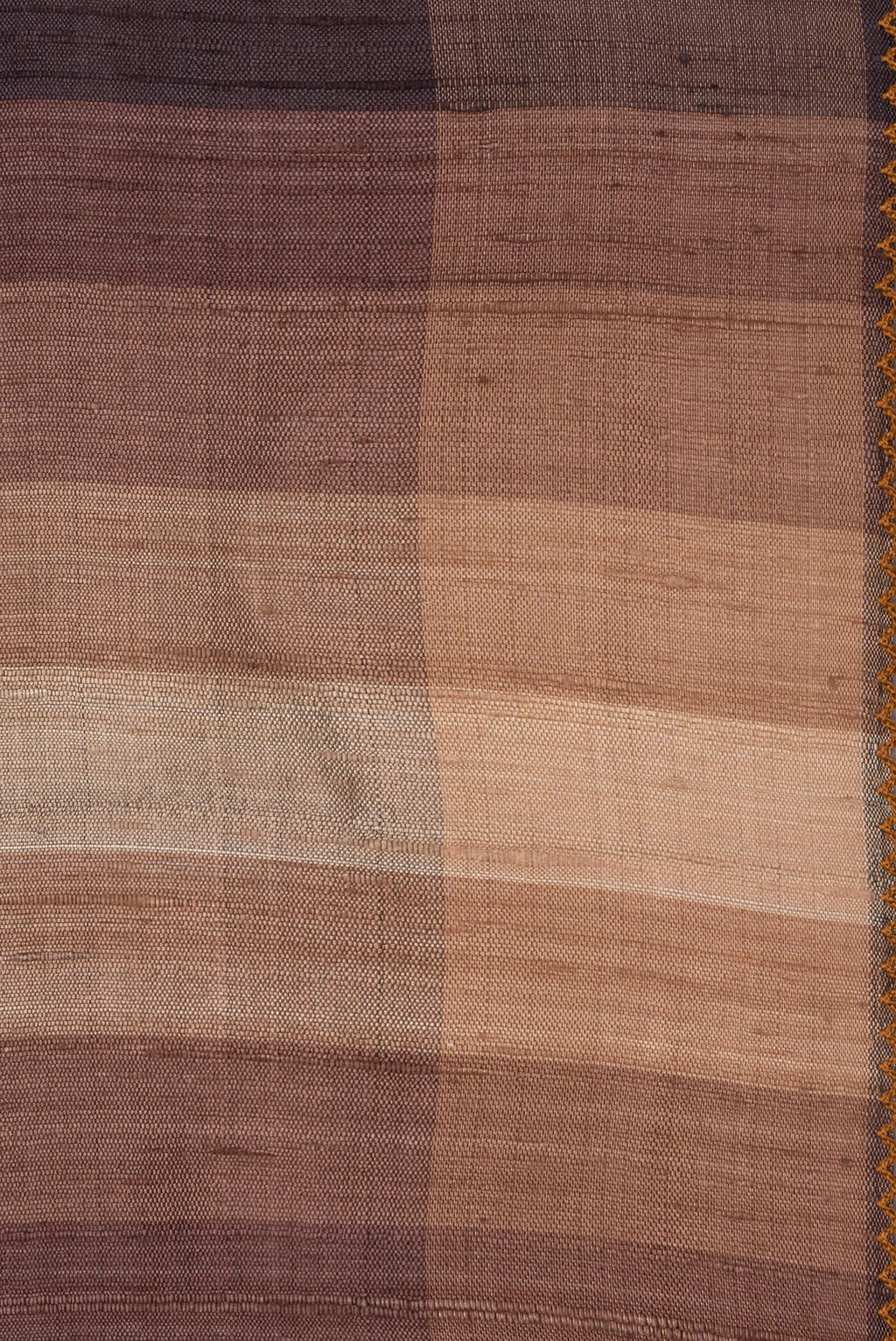 Border image of Pure Silk Brown Dual Tone Tussar Saree with Stripes on the body and Embroidery Border. 