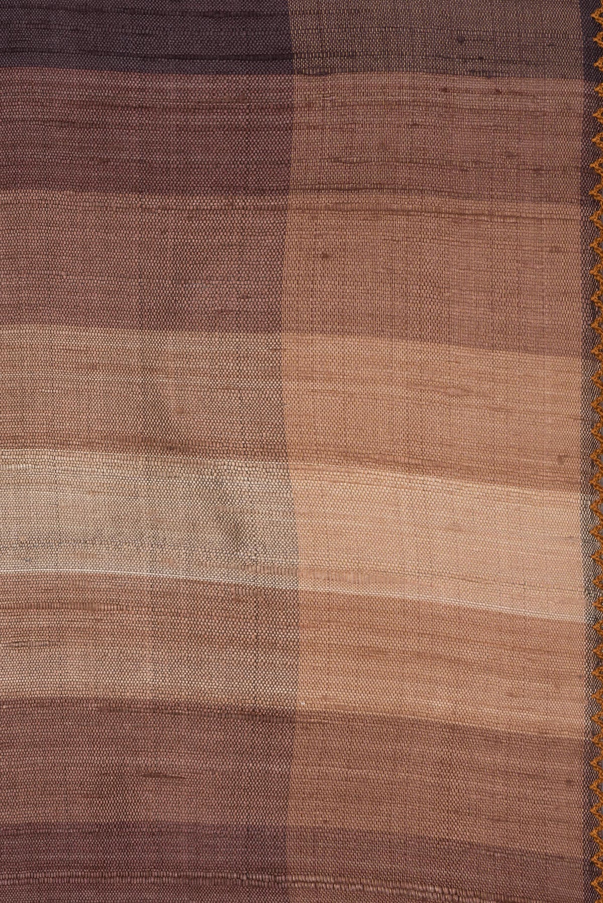 Border image of Pure Silk Brown Dual Tone Tussar Saree with Stripes on the body and Embroidery Border. 