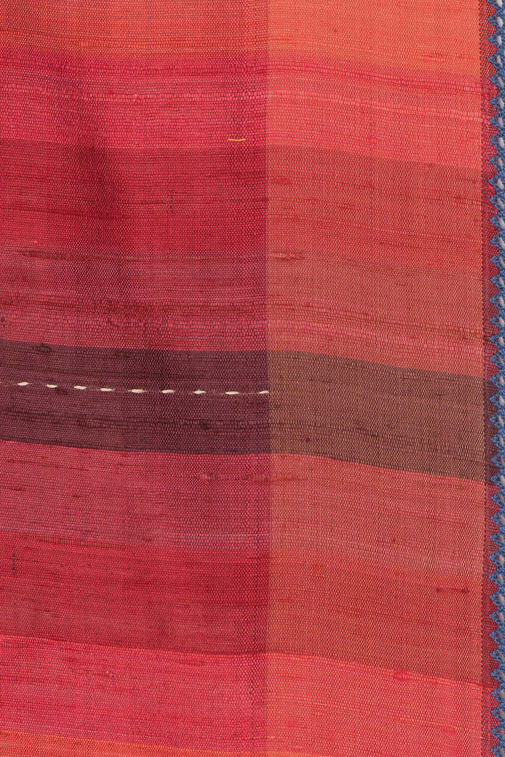 Border image of Pure Silk Maroon Dual Tone Tussar Saree with Stripes on the body and Embroidery Border. 
