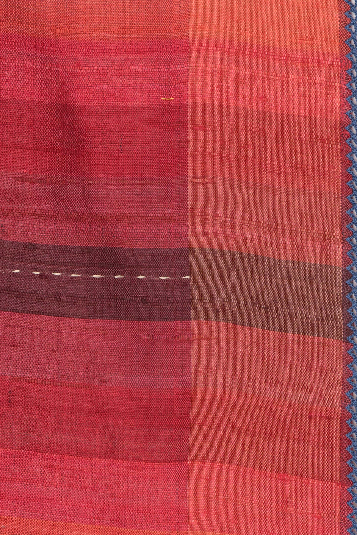 Border image of Pure Silk Maroon Dual Tone Tussar Saree with Stripes on the body and Embroidery Border. 