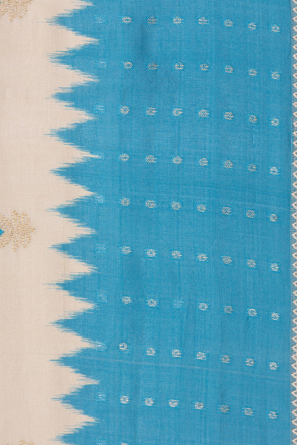 Border image of Pure Silk Beige Dual Tone Tussar Saree with Embroidery on the body and Embroidery Border. 