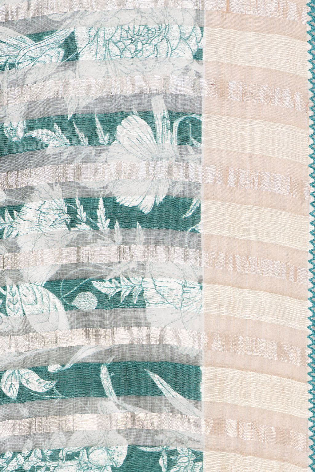 Border image of Pure Silk Green Dual Tone Tussar Saree with Printed design on the body and Fancy Border. 