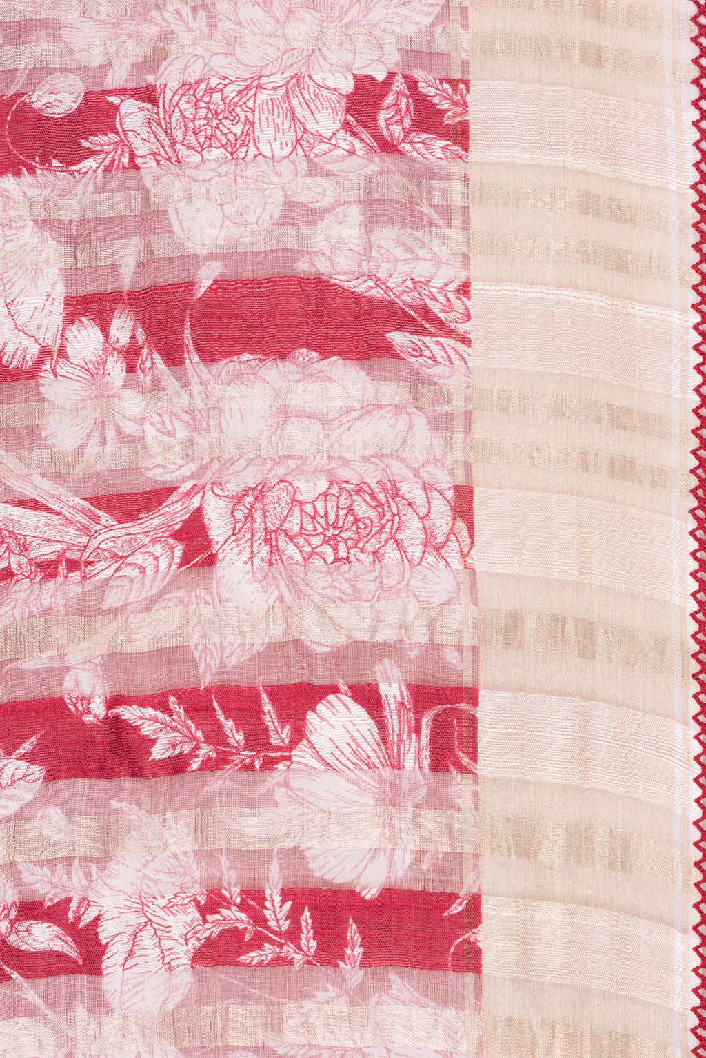 Border image of Pure Silk Maroon Dual Tone Tussar Saree with Printed design on the body and Fancy Border. 