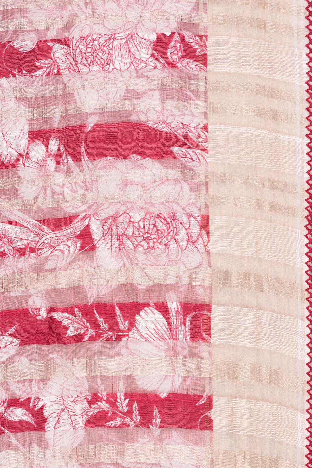 Border image of Pure Silk Maroon Dual Tone Tussar Saree with Printed design on the body and Fancy Border. 