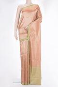 Pure Silk Golden Peach Dual Tone Chanderi Saree with Zari Brocade on the body and Zari Border.  displayed on a mannequin