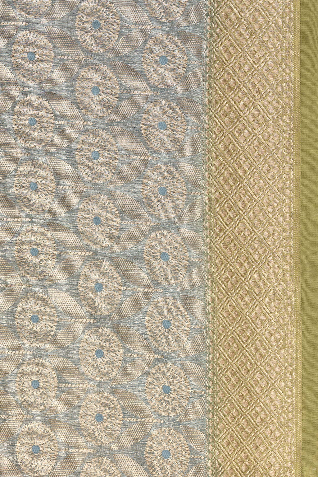 Border image of Pure Silk Grey Dual Tone Chanderi Saree with Zari Brocade on the body and Zari Border. 