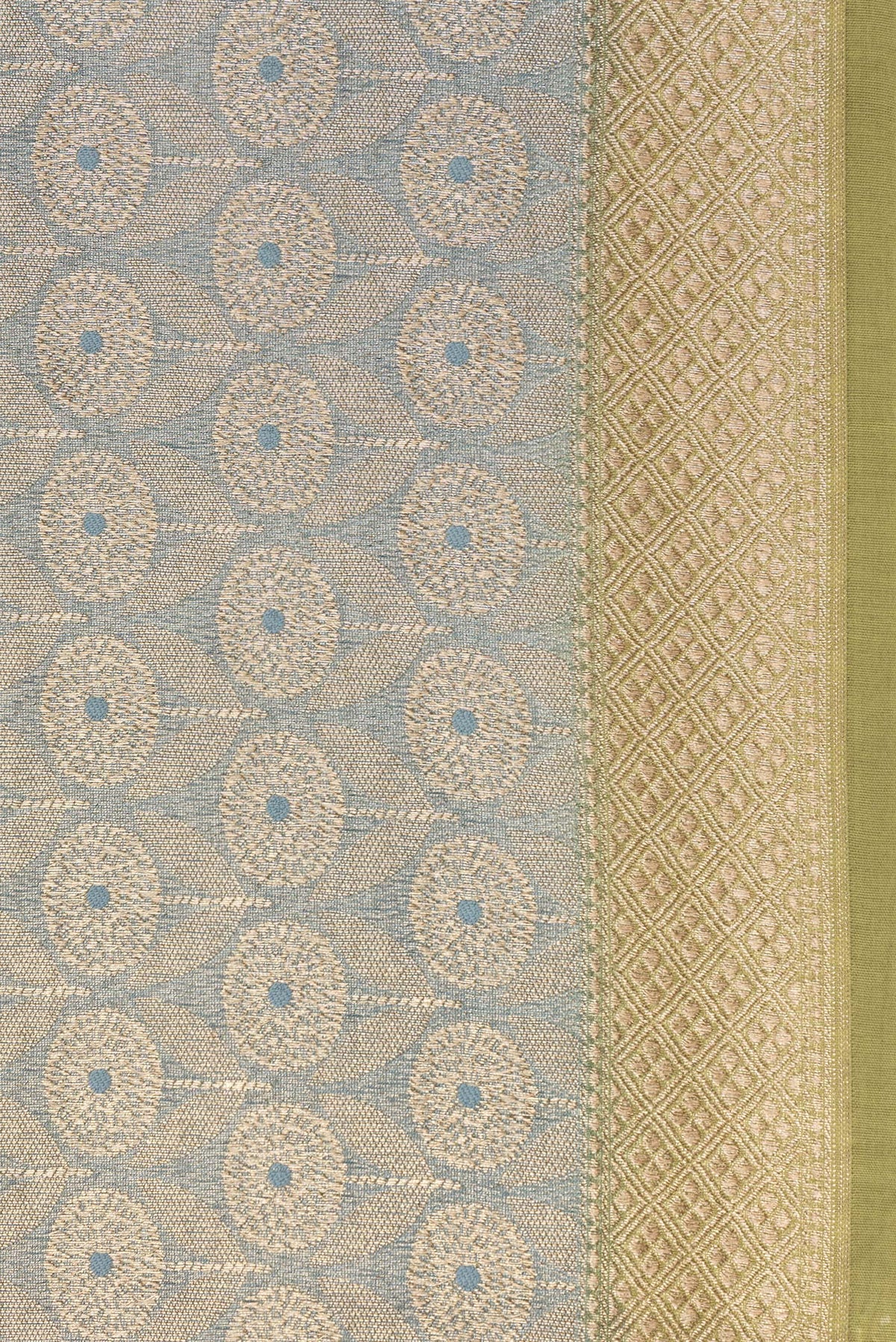 Border image of Pure Silk Grey Dual Tone Chanderi Saree with Zari Brocade on the body and Zari Border. 