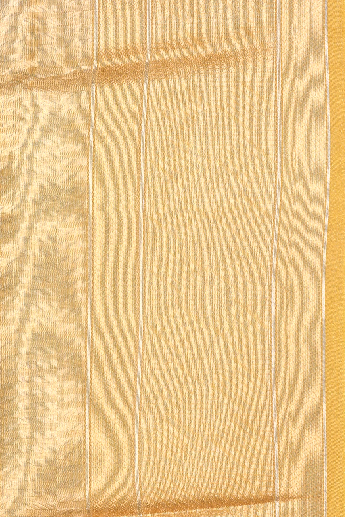 Border image of Pure Silk Mustard Dual Tone Banarasi Saree with Zari Brocade on the body and Zari Border. 