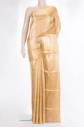 Pure Silk Mustard Dual Tone Banarasi Saree with Zari Brocade on the body and Zari Border.  displayed on a mannequin