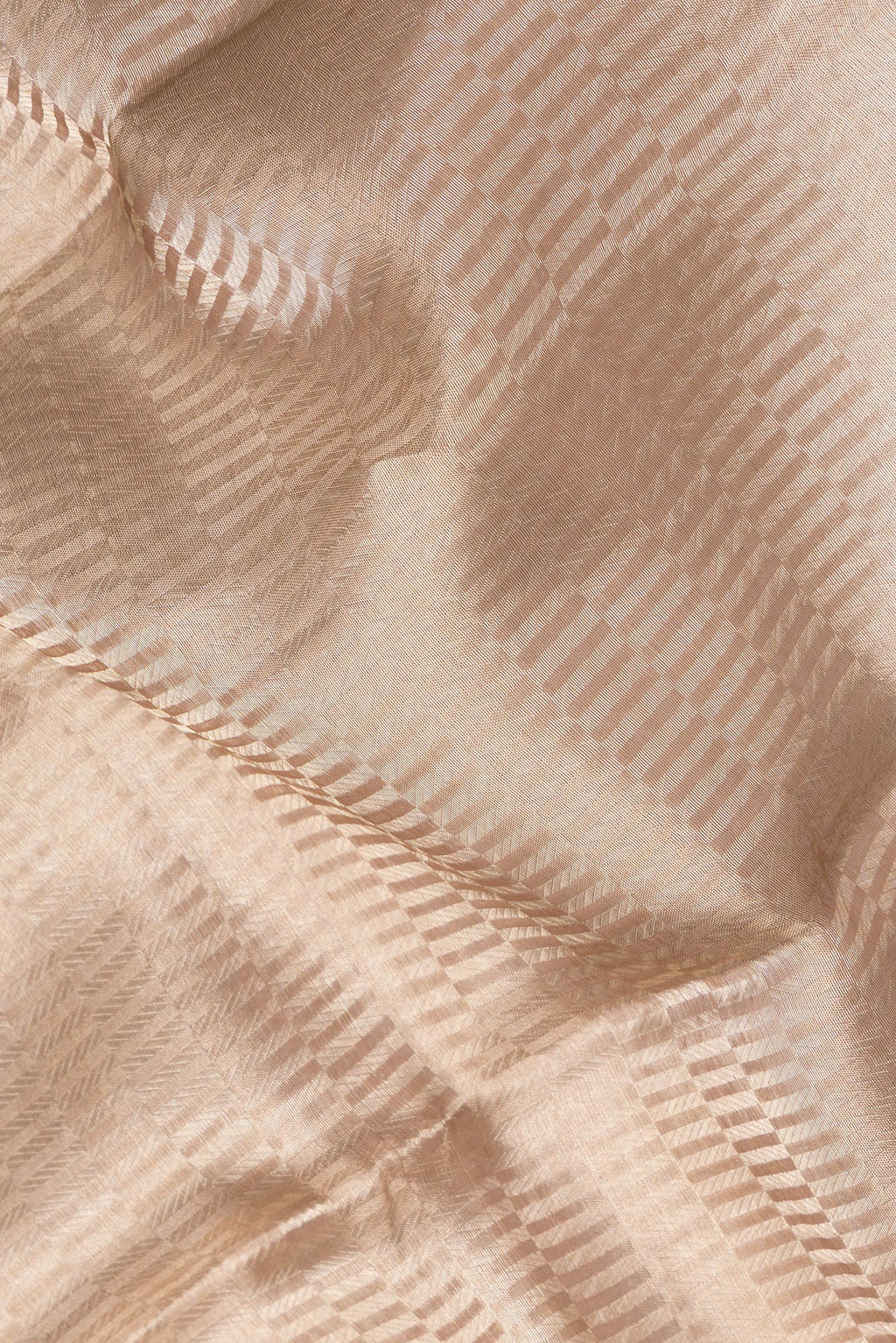 Close up of Pure Silk Brown Dual Tone Banarasi Saree with Zari Brocade on the body and Fancy Border.  displaying folds
