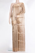 Pure Silk Brown Dual Tone Banarasi Saree with Zari Brocade on the body and Fancy Border.  displayed on a mannequin