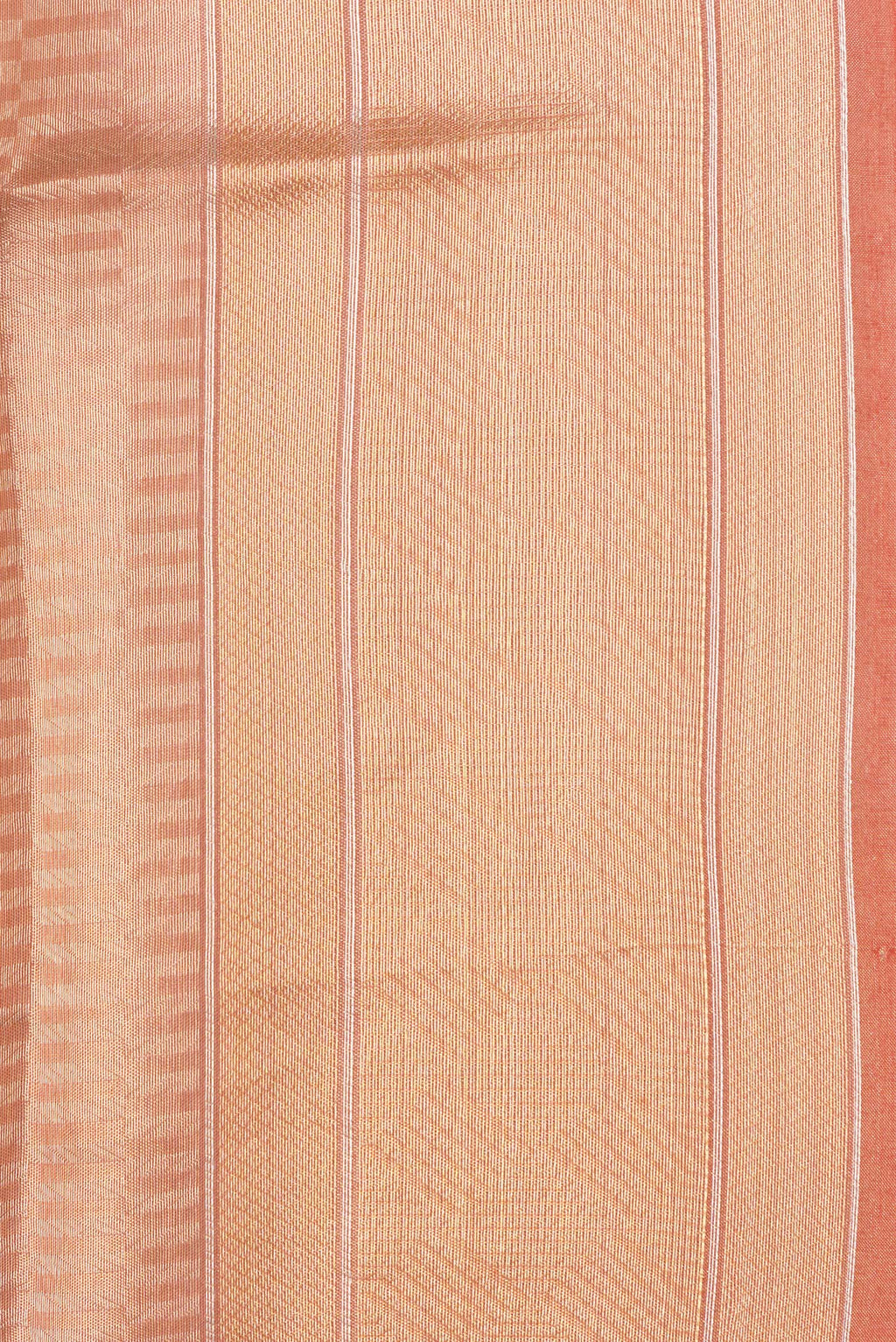 Border image of Pure Silk Rose Gold Dual Tone Banarasi Saree with Zari Brocade on the body and Zari Border. 