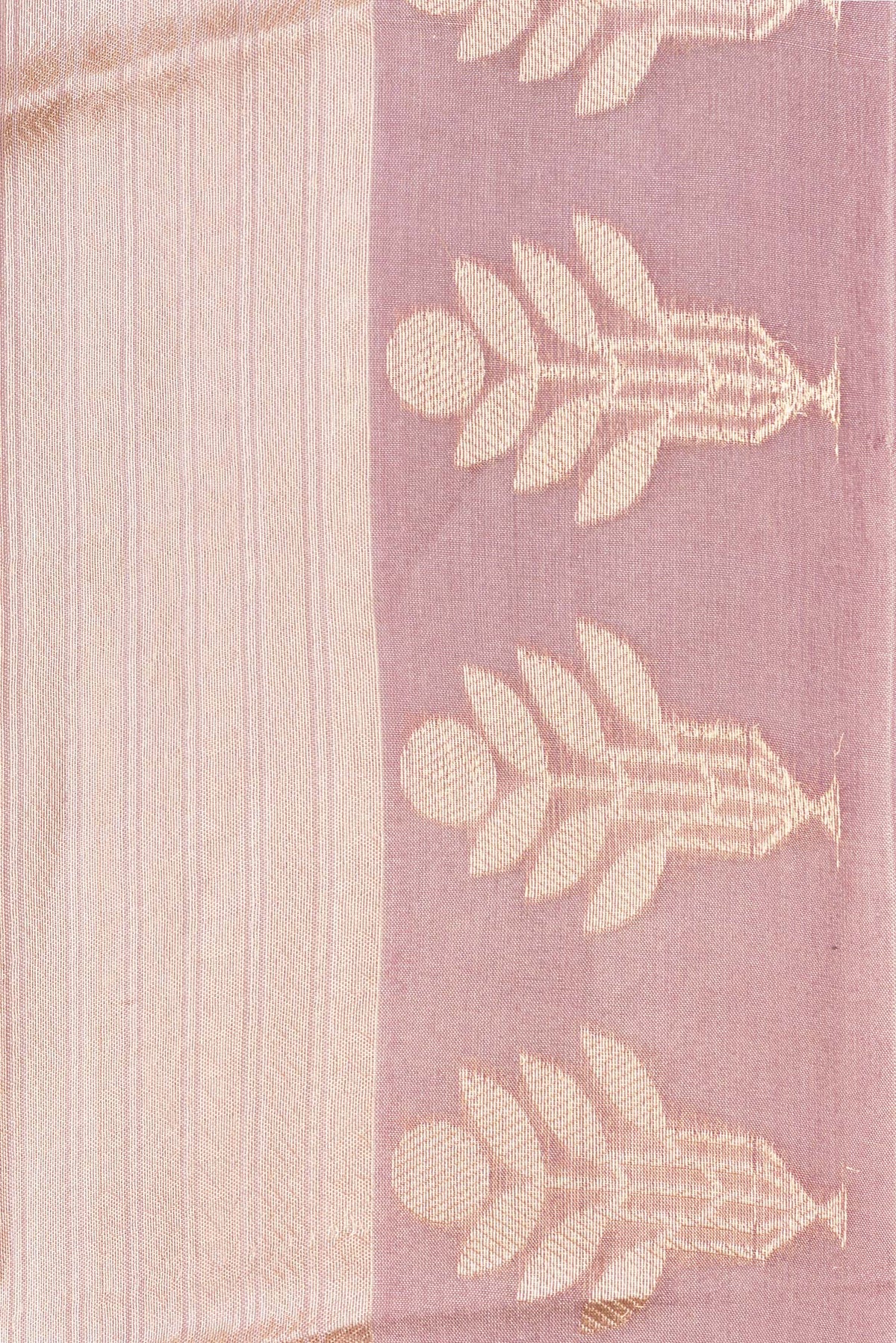 Border image of Pure Silk Purple Dual Tone Banarasi Saree with Zari Brocade on the body and Fancy Border. 