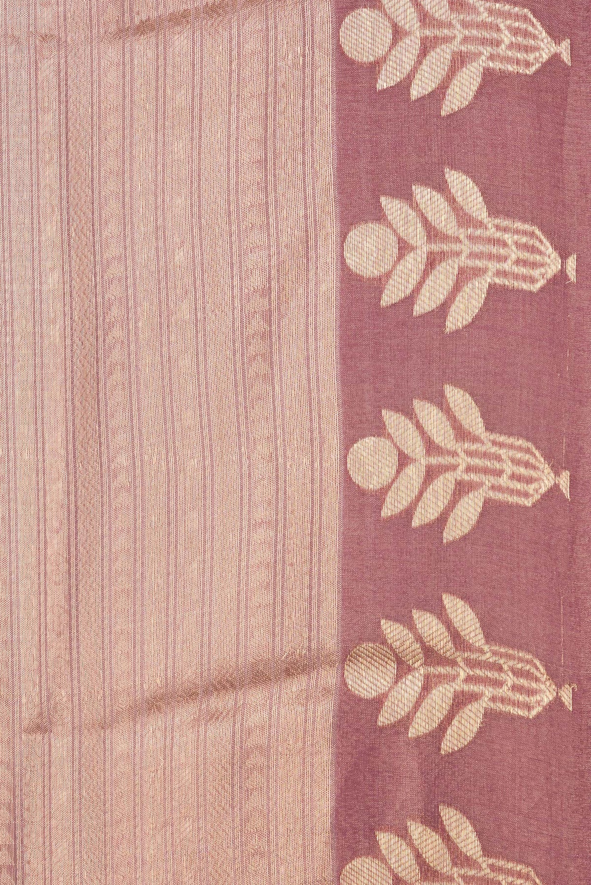 Border image of Pure Silk Burgundy Dual Tone Banarasi Saree with Zari Brocade on the body and Fancy Border. 