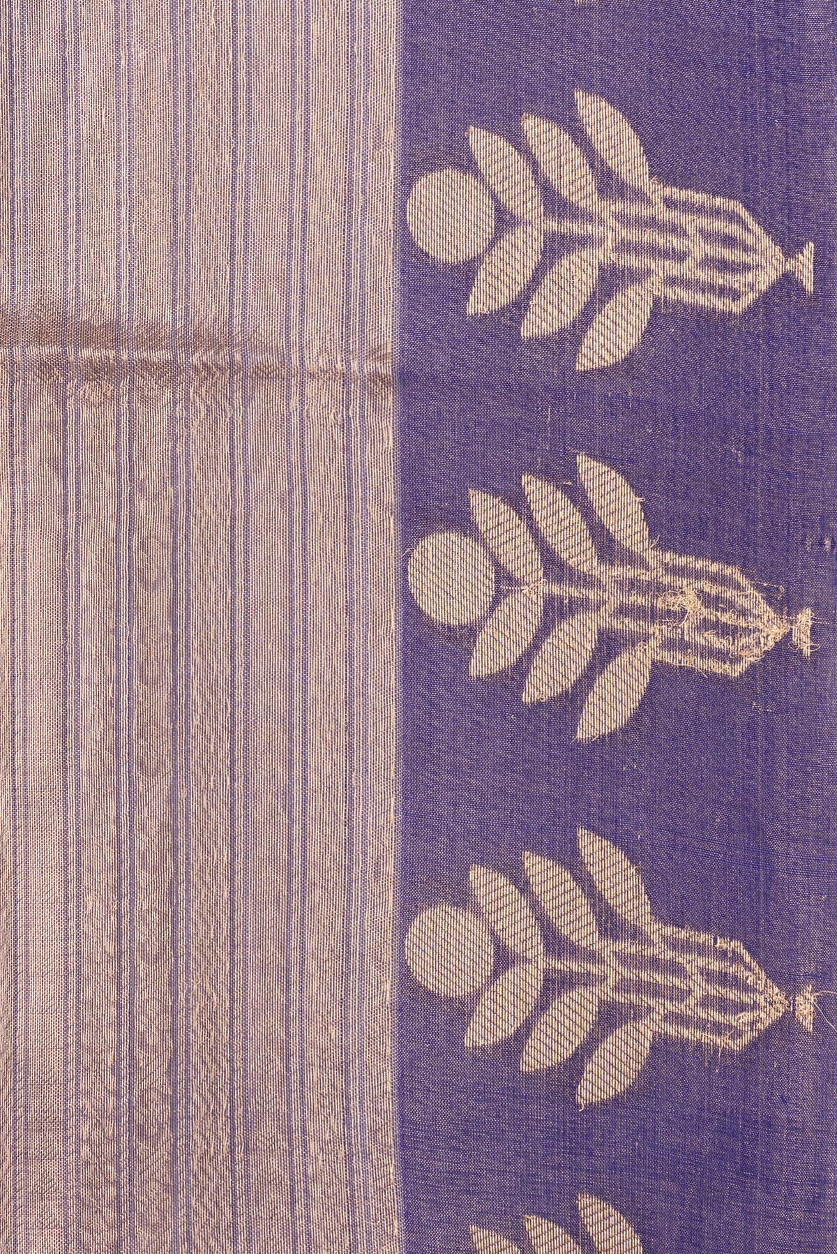Border image of Pure Silk Purple Dual Tone Banarasi Saree with Zari Brocade on the body and Fancy Border. 