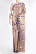 Pure Silk Purple Dual Tone Banarasi Saree with Zari Brocade on the body and Fancy Border.  displayed on a mannequin