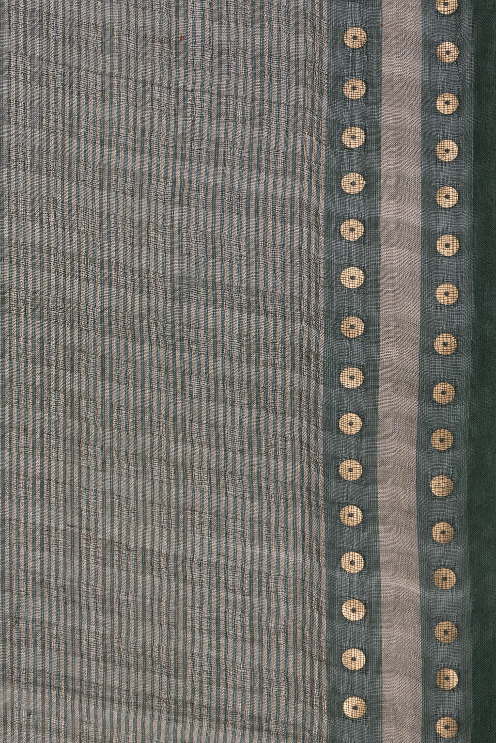 Border image of Pure Silk Green Dual Tone Tussar Saree with Stripes on the body and Sequin Border. 