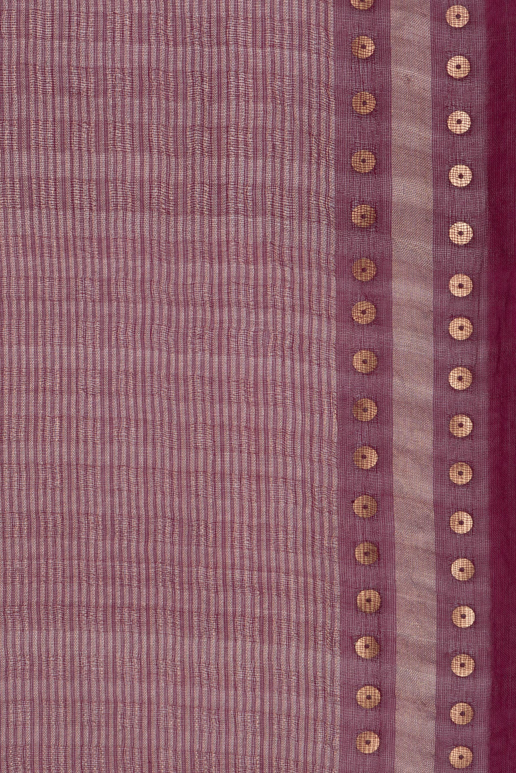Border image of Pure Silk Magenta Dual Tone Tussar Saree with Stripes on the body and Sequin Border. 
