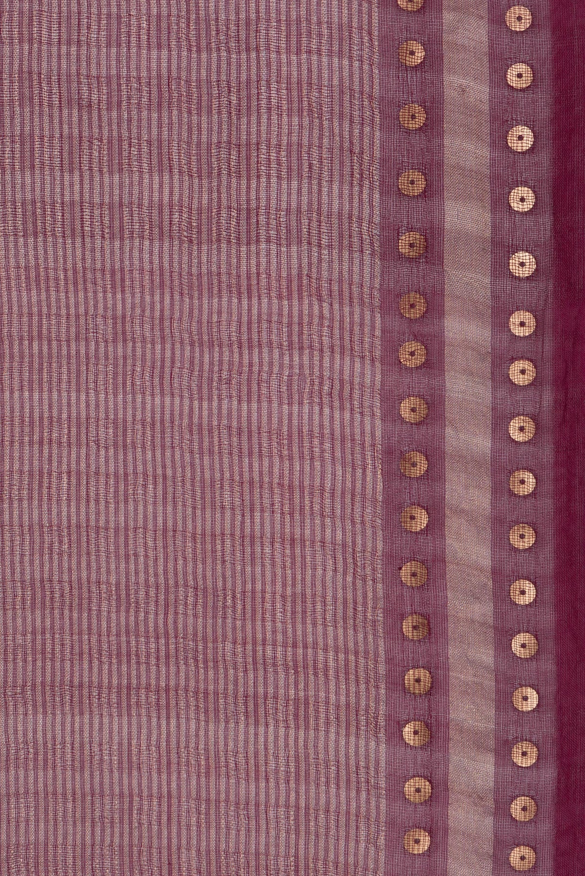 Border image of Pure Silk Magenta Dual Tone Tussar Saree with Stripes on the body and Sequin Border. 