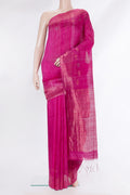 Pink Tussar Saree with Plain Body and Fancy Border.  displayed on a mannequin