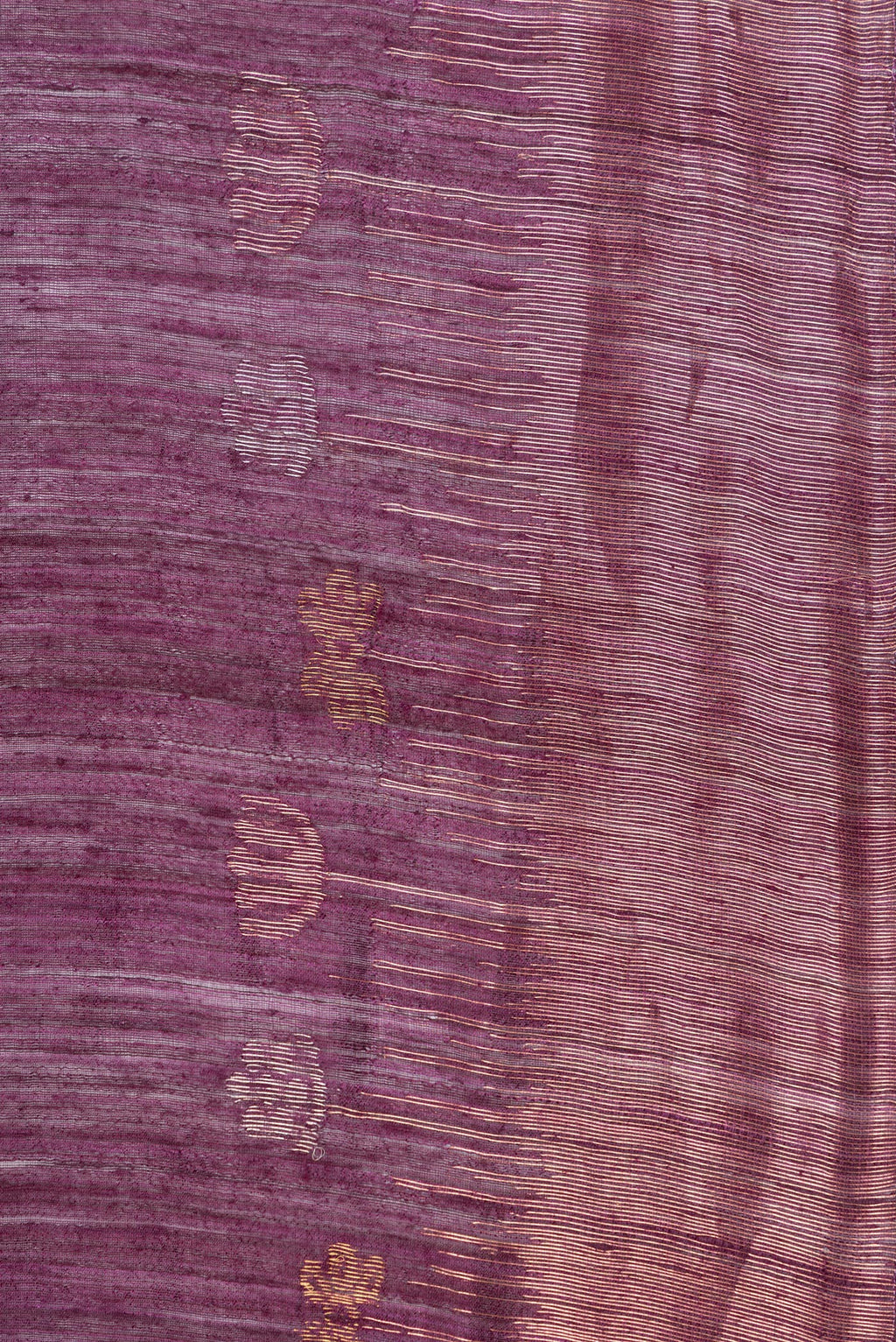 Border image of Pure Silk Purple Dual Tone Jute Saree with Zari Butta on the body and Fancy Border. 