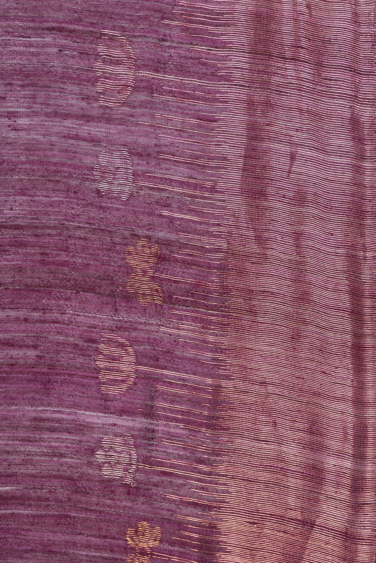 Border image of Pure Silk Purple Dual Tone Jute Saree with Zari Butta on the body and Fancy Border. 