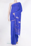Royal Blue Tussar Saree with Zari Butta on the body and Zari Border.  displayed on a mannequin
