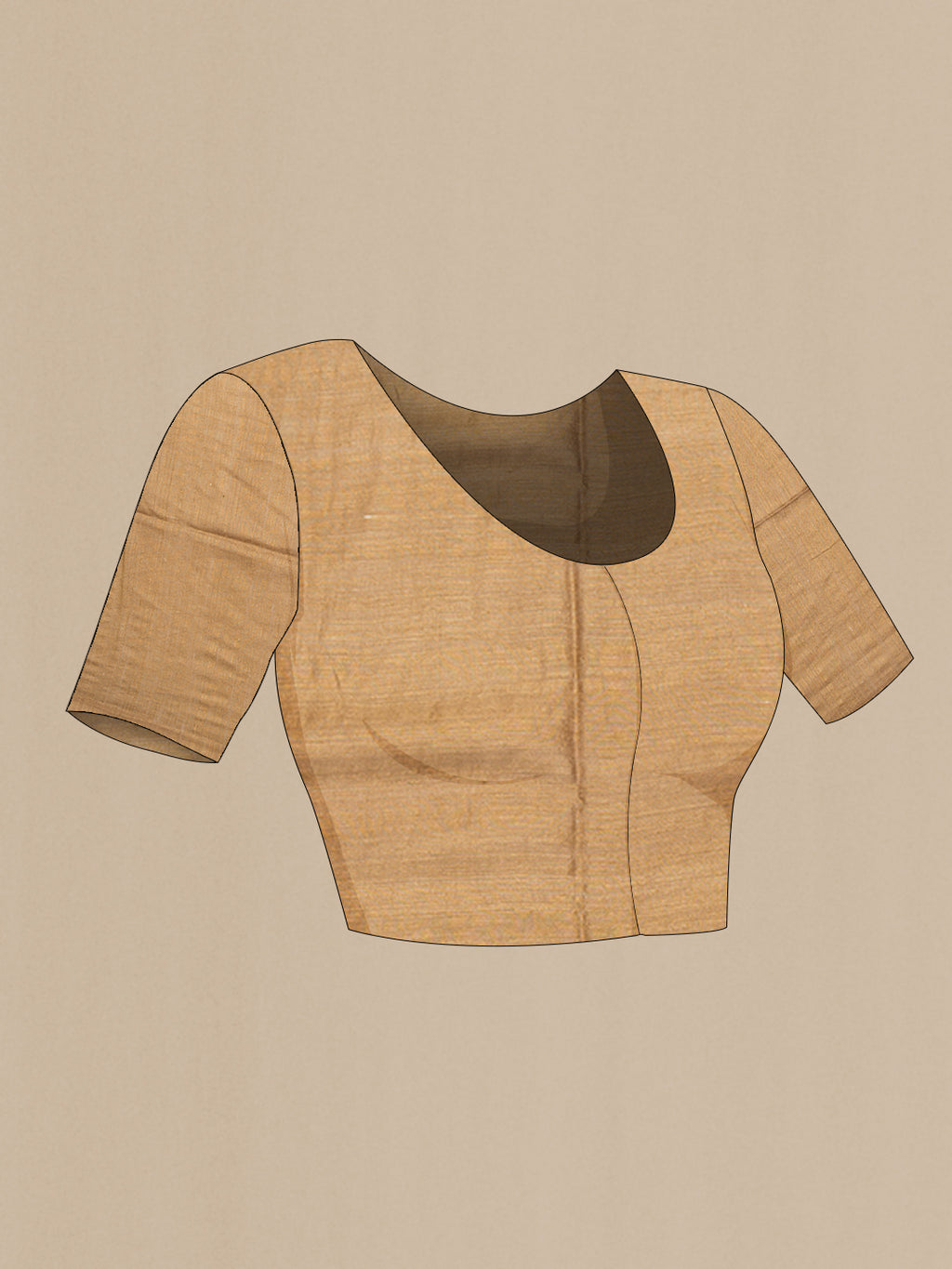 Close up image of the blouse of Pure Silk Gold Dual Tone Jute Saree with Zari Butta on the body and Fancy Border. 