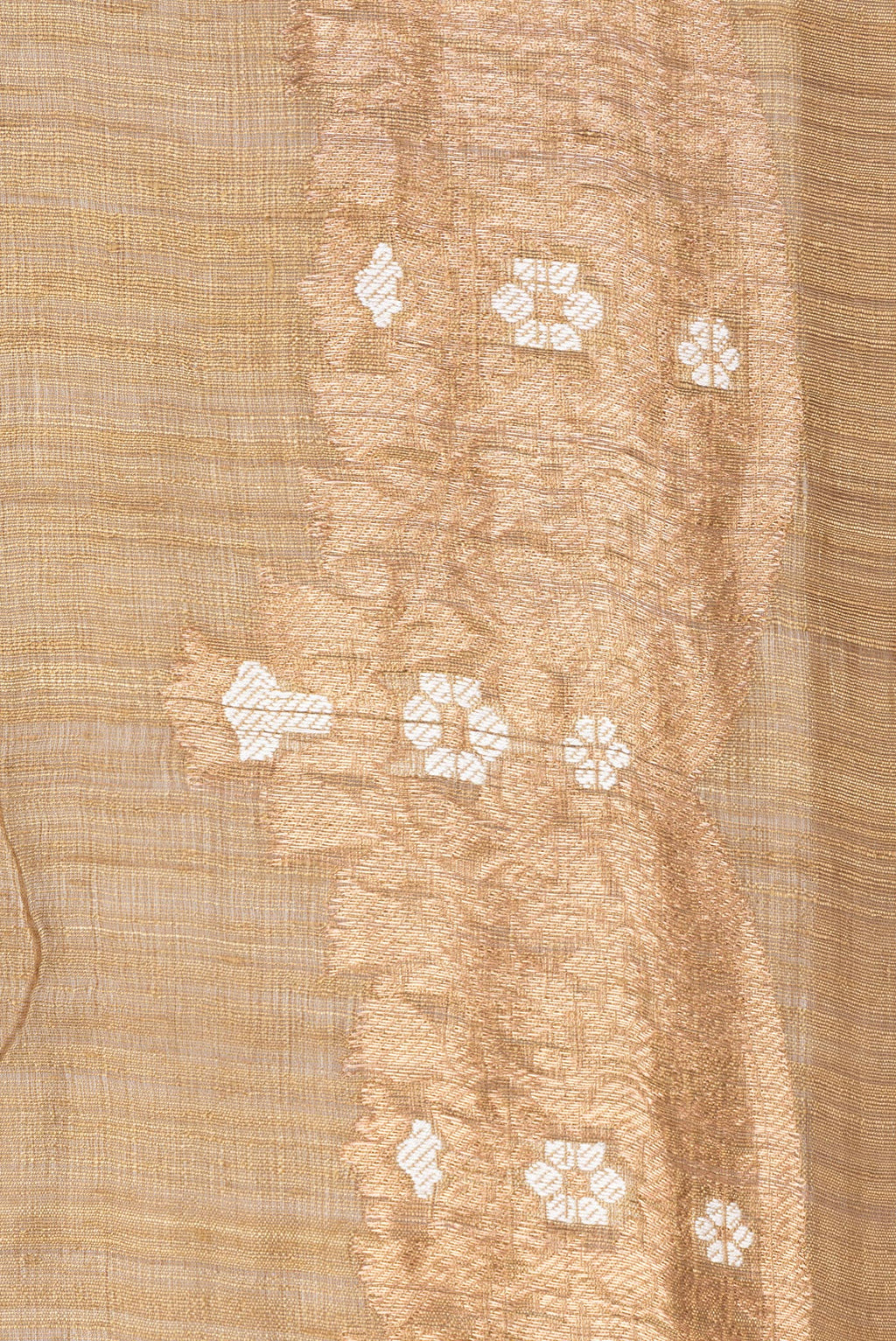 Border image of Pure Silk Gold Dual Tone Jute Saree with Zari Butta on the body and Fancy Border. 