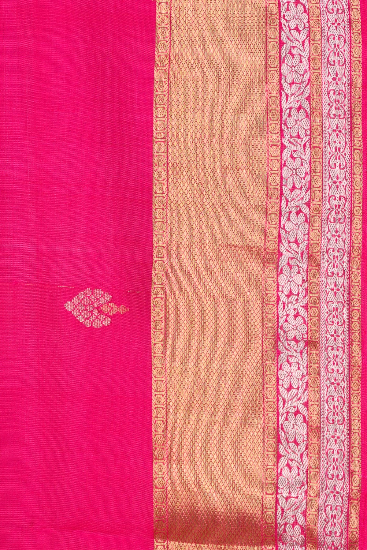 Border image of Pure Silk Rose pink Dual Tone Soft Saree with Zari Butta on the body and Zari Border. 