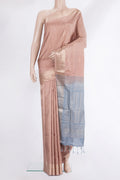 Pure Silk Rose Gold Dual Tone Soft Saree with Zari Butta on the body and Zari Border.  displayed on a mannequin