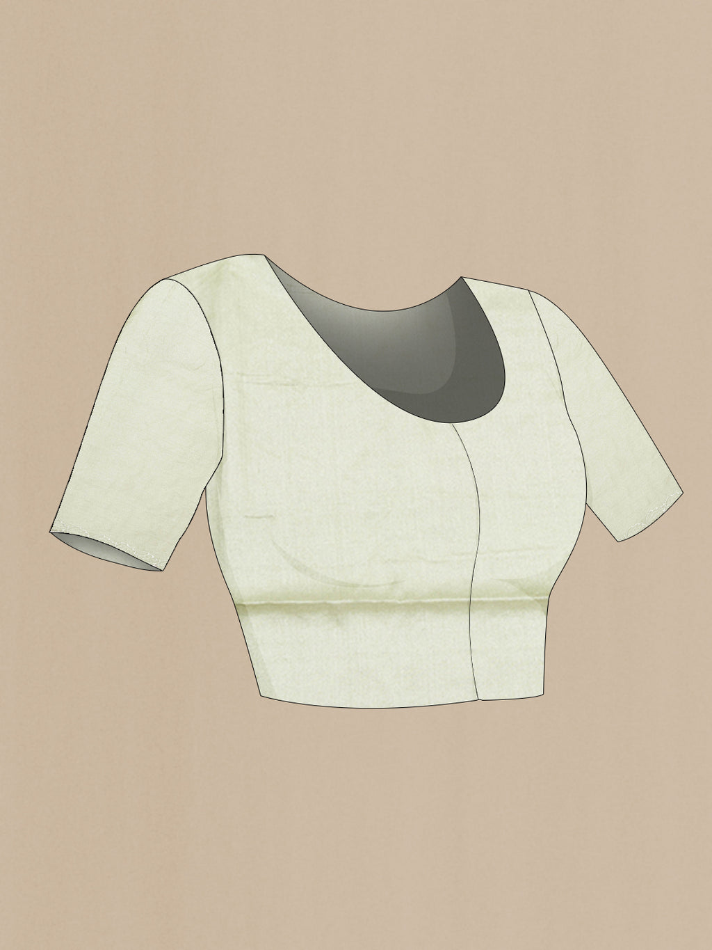 Close up image of the blouse of Pista Green Tussar Saree with Embroidery on the body and Embroidery Border. 