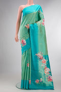 Pure Silk Sea Green Kanchipuram Saree with Zari Butta on the body and Fancy Border.  displayed on a mannequin