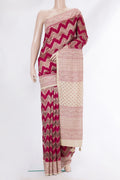 Pure Silk Dark Pink Dual Tone Tussar Saree with Zari Brocade on the body and Embroidery Border.  displayed on a mannequin