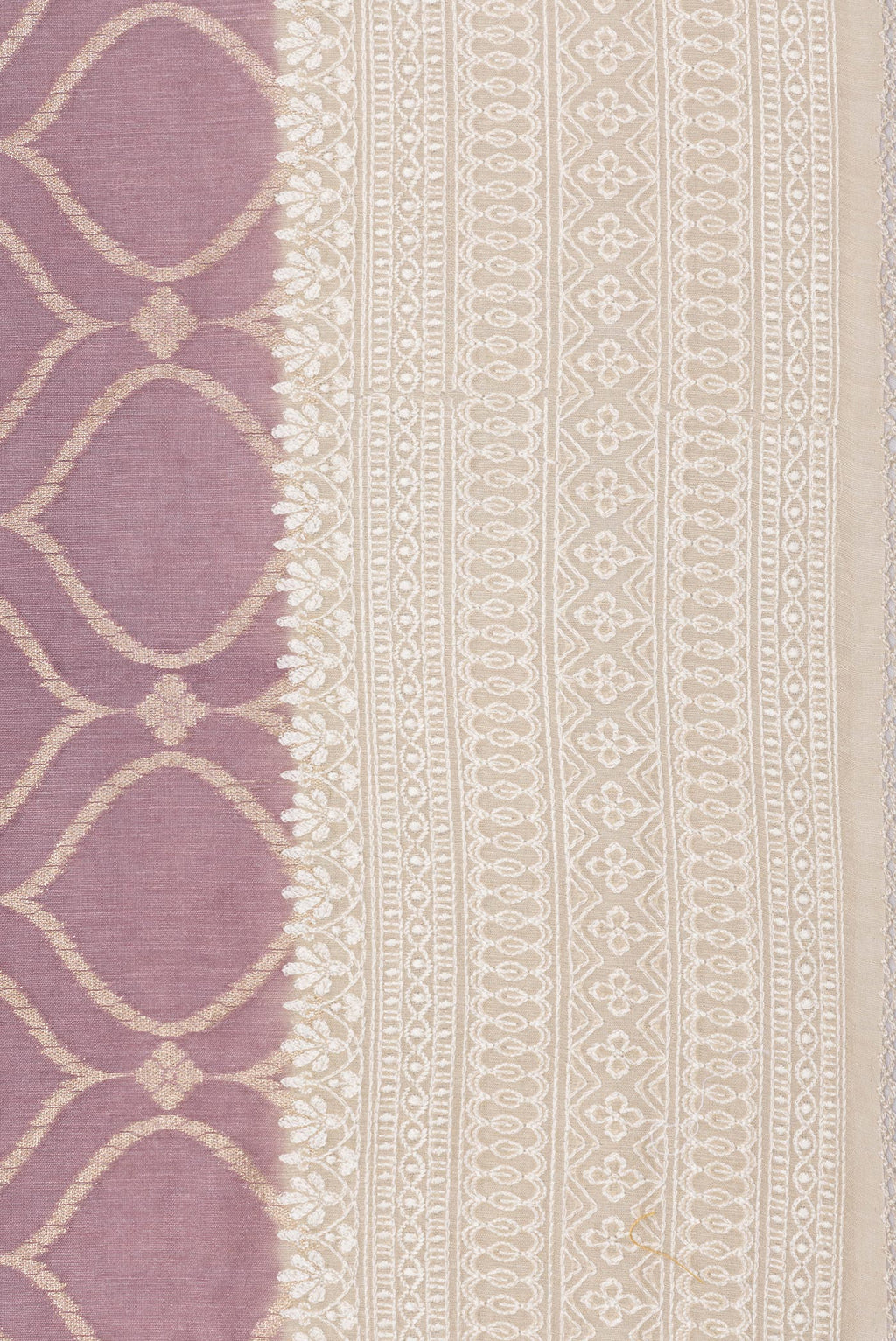 Border image of Pure Silk Lavender Dual Tone Tussar Saree with Zari Brocade on the body and Embroidery Border. 