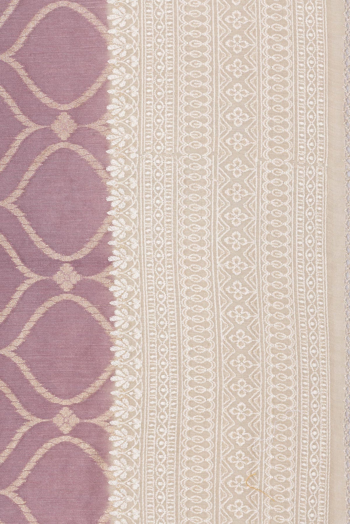 Border image of Pure Silk Lavender Dual Tone Tussar Saree with Zari Brocade on the body and Embroidery Border. 