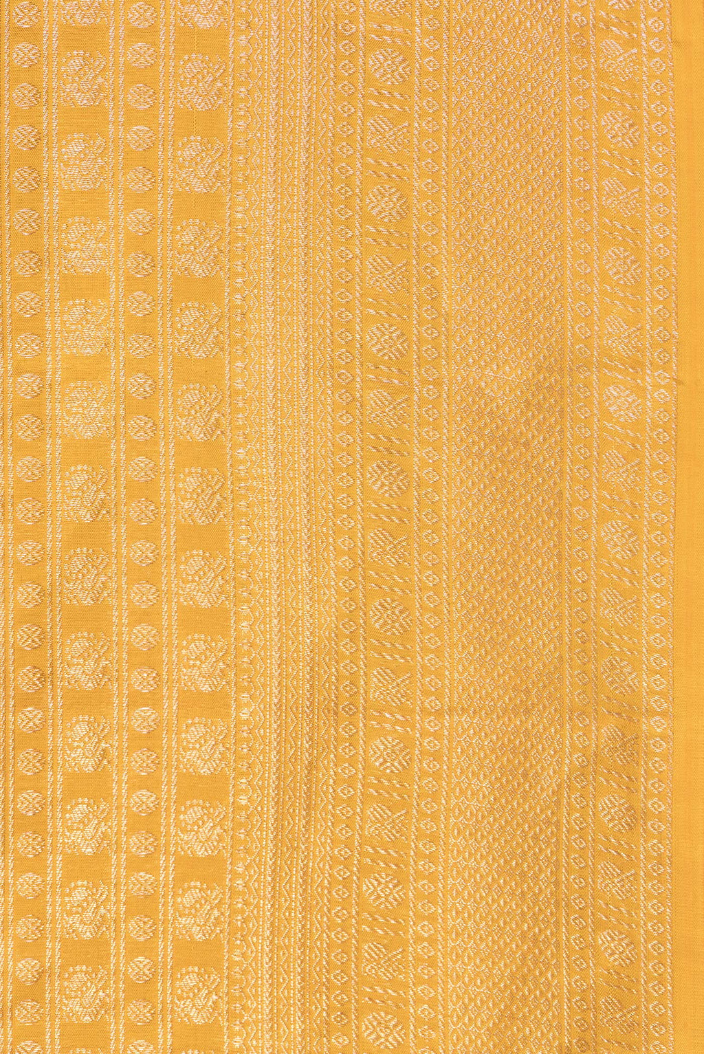 Border image of Pure Silk Mustard Dual Tone Kanchipuram Saree with Zari Brocade on the body and Zari Border. 
