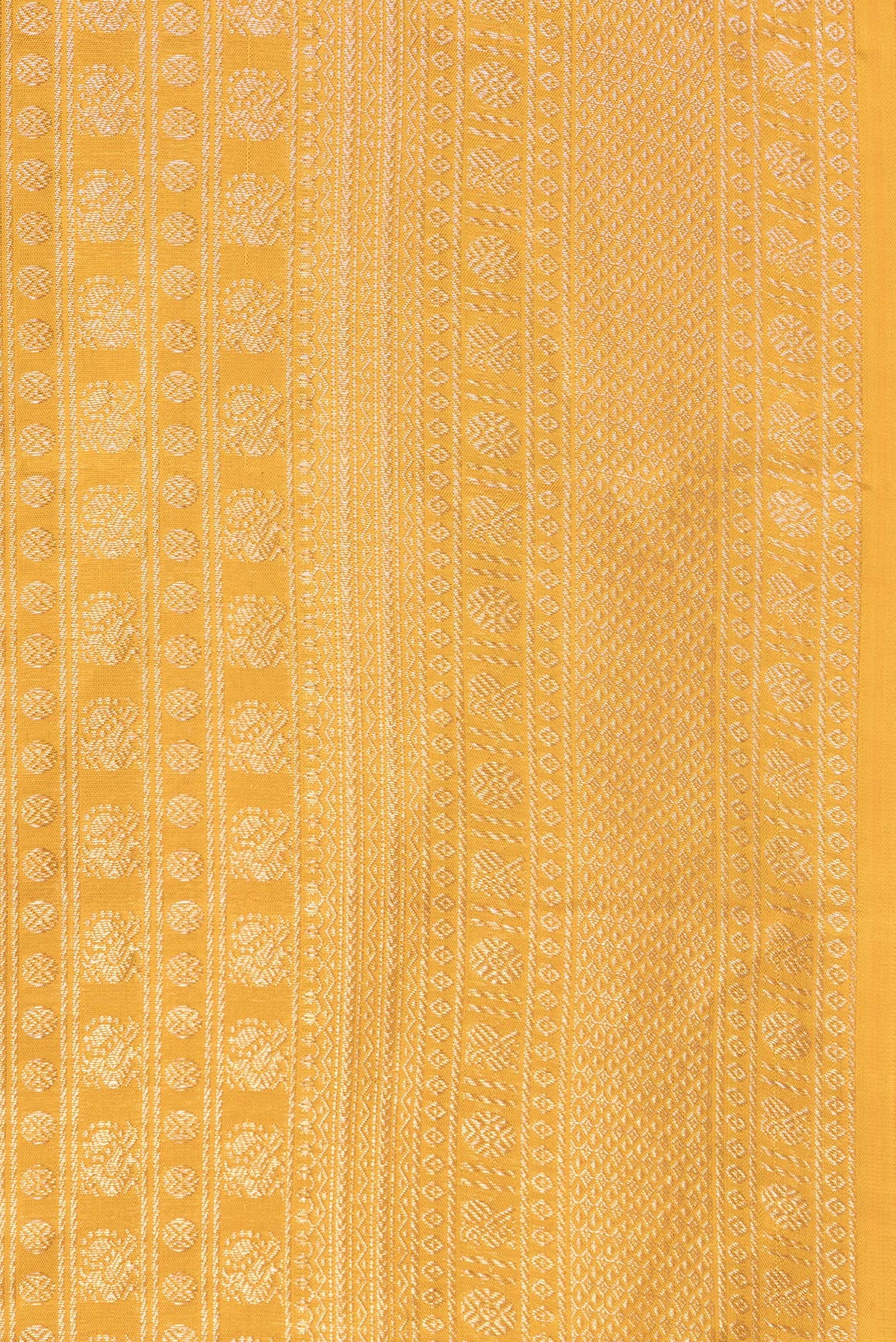 Border image of Pure Silk Mustard Dual Tone Kanchipuram Saree with Zari Brocade on the body and Zari Border. 