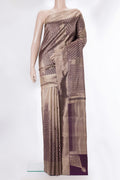 Pure Silk Coffee Brown Dual Tone Kanchipuram Saree with Zari Brocade on the body and Zari Border.  displayed on a mannequin