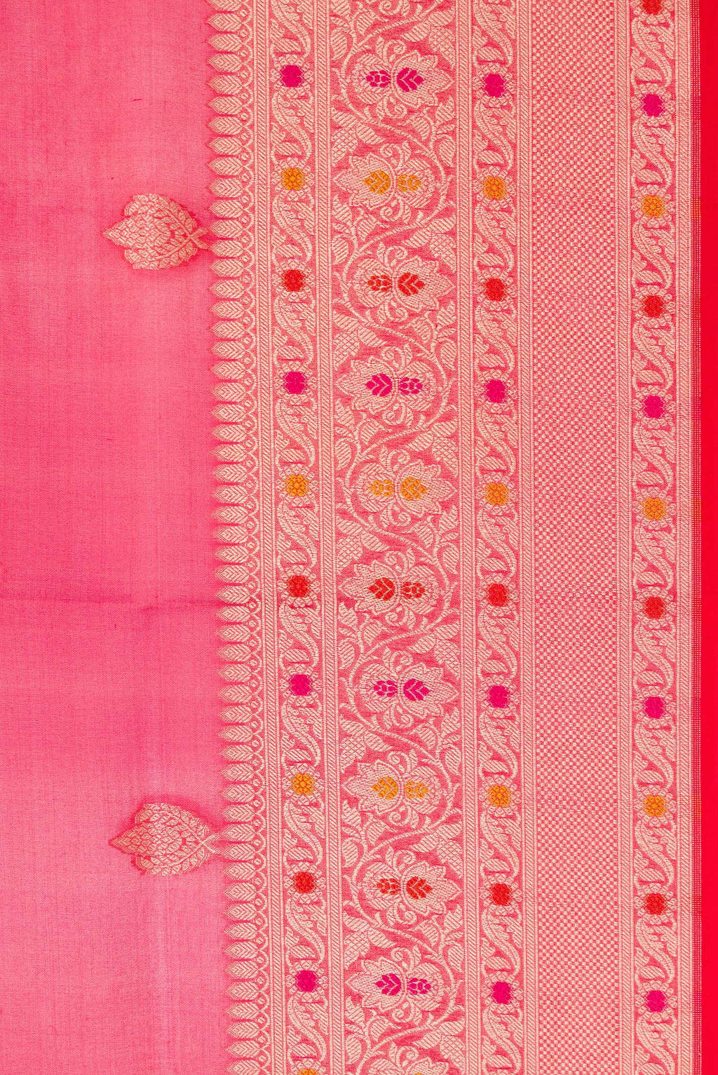 Border image of Pure Silk Dark Mauve Dual Tone Raw Saree with Zari Butta on the body and Zari Border. 