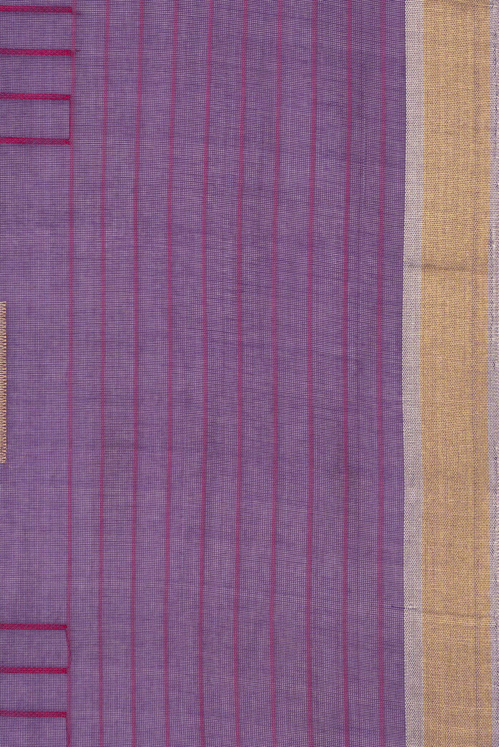 Border image of Pure Silk Purple Dual Tone Tussar Saree with Stripes on the body and Zari Border. 