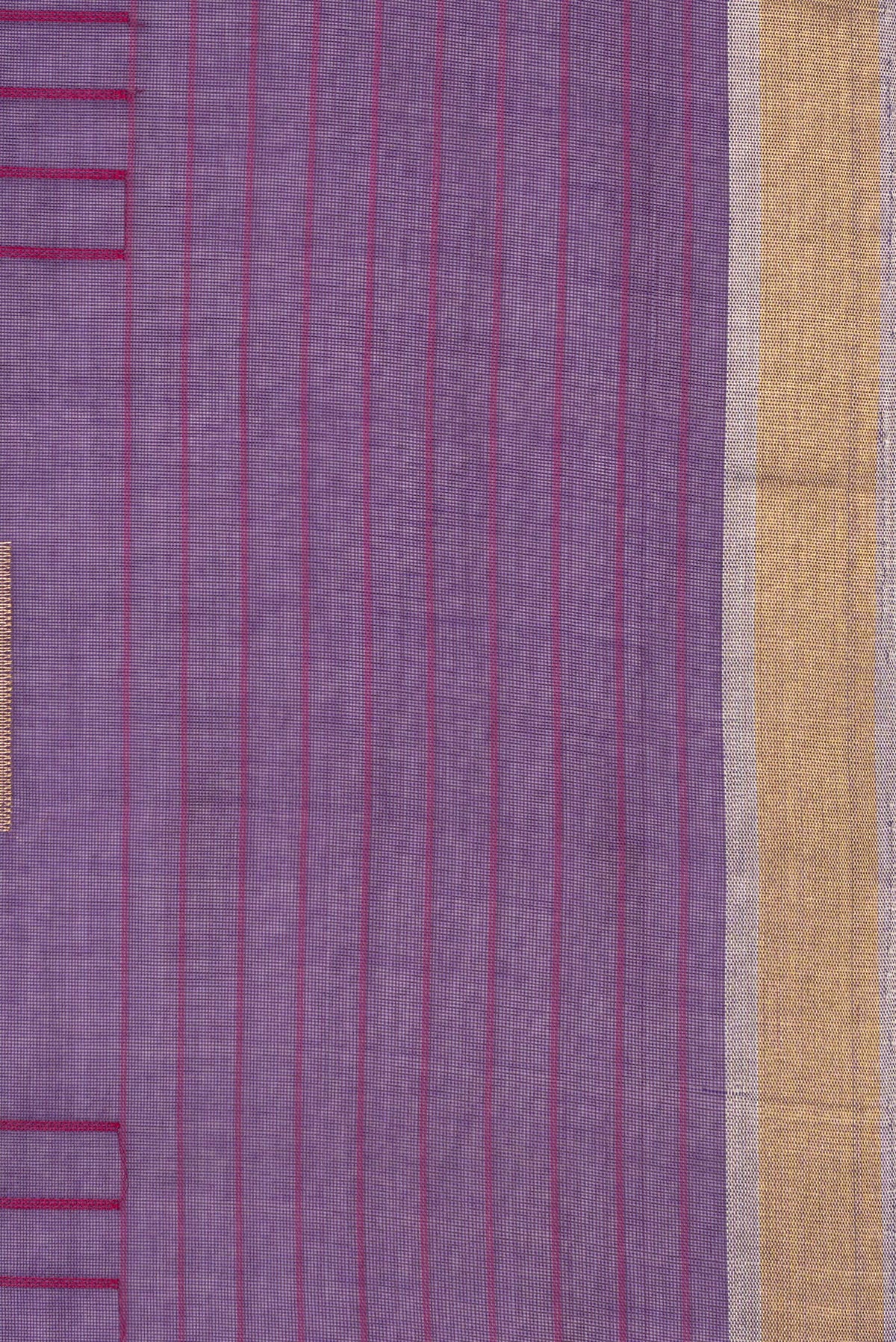 Border image of Pure Silk Purple Dual Tone Tussar Saree with Stripes on the body and Zari Border. 