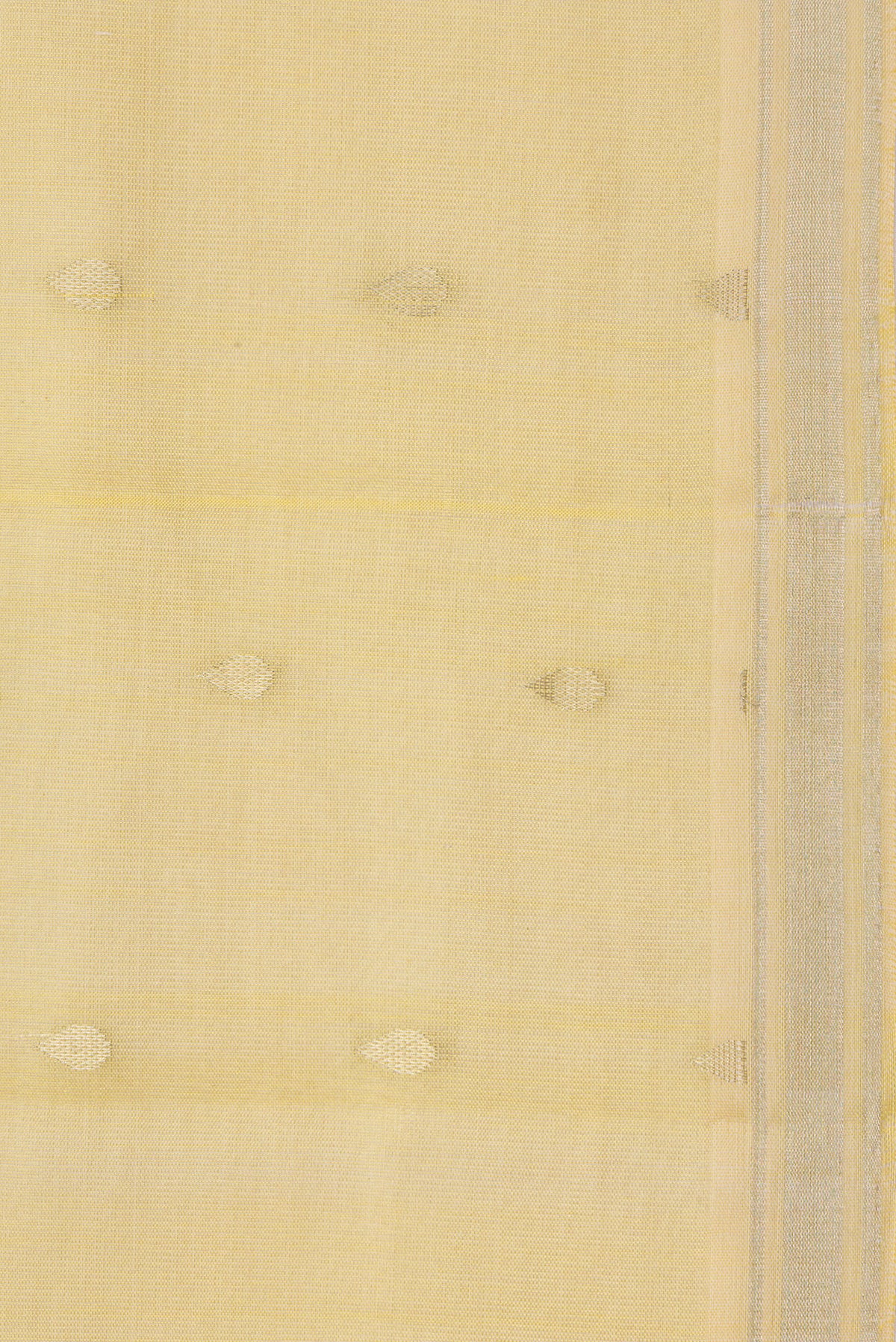 Border image of Pure Silk Yellow Dual Tone Tussar Saree with Zari Butta on the body and Zari Border. 