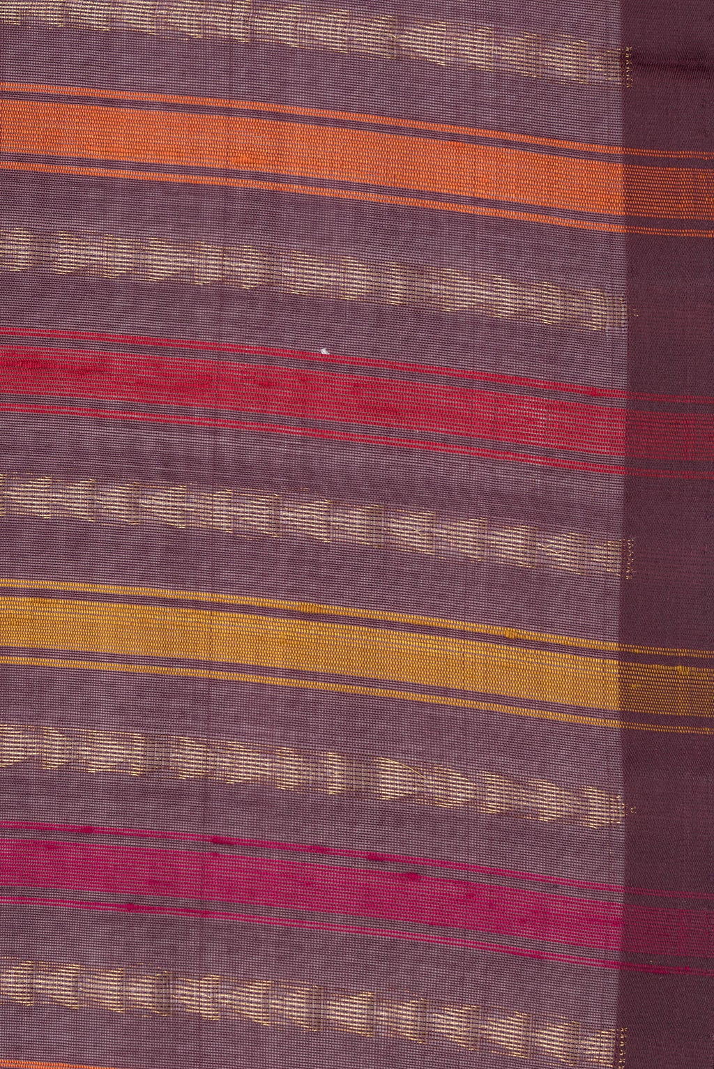 Border image of Pure Silk Purple Dual Tone Tussar Saree with Stripes on the body and Zari Border. 