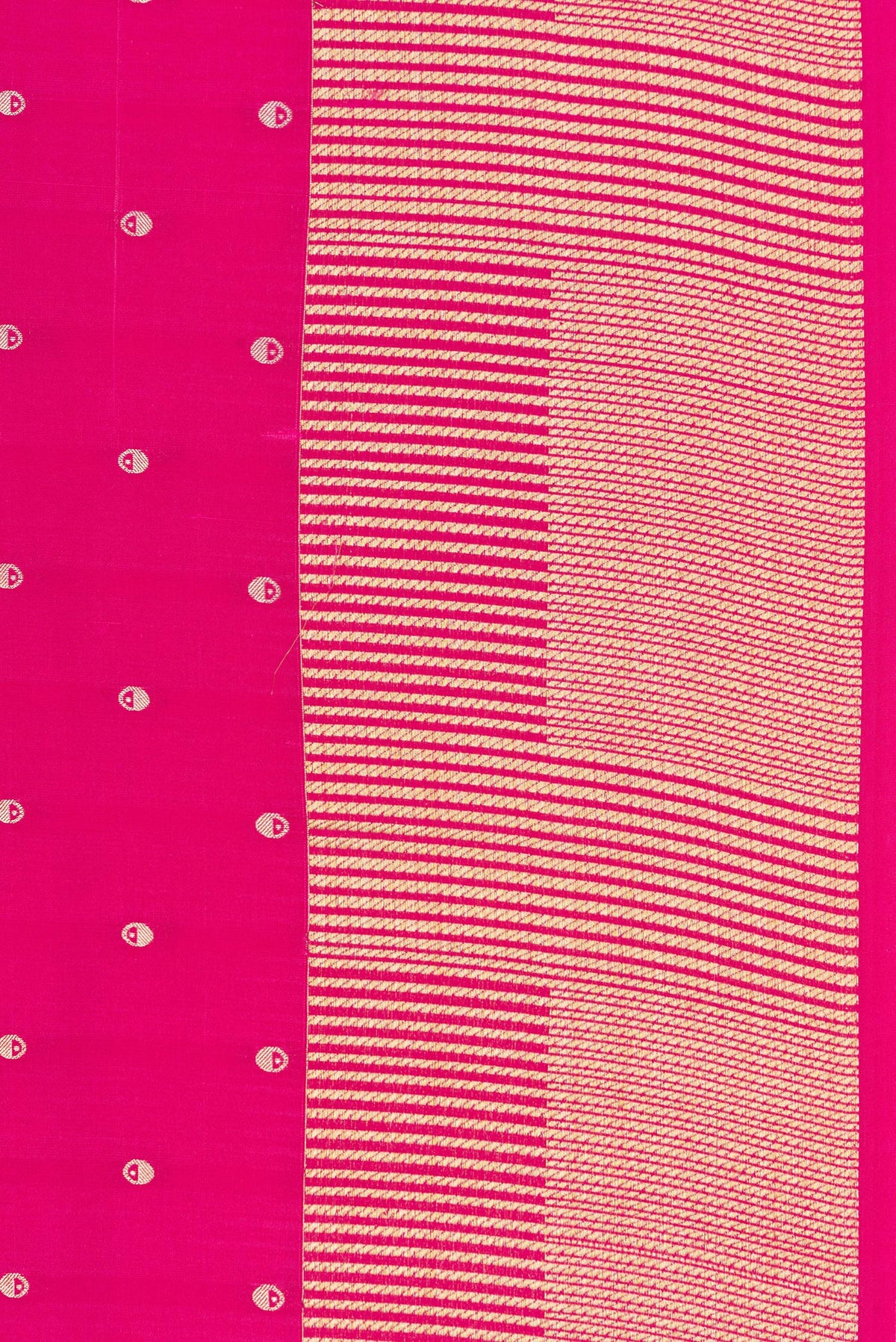 Border image of Pure Silk Dark Pink Dual Tone Mysore Silk Saree with Zari Butta on the body and Zari Border. 