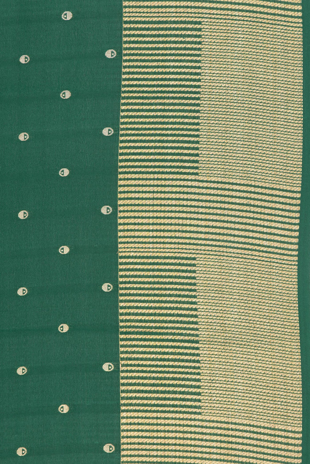 Border image of Pure Silk Bottle Green Dual Tone Mysore Silk Saree with Zari Butta on the body and Zari Border. 