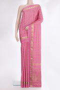 Pure Silk Pink Dual Tone Mysore Silk Saree with Checked design on the body and Fancy Border.  displayed on a mannequin