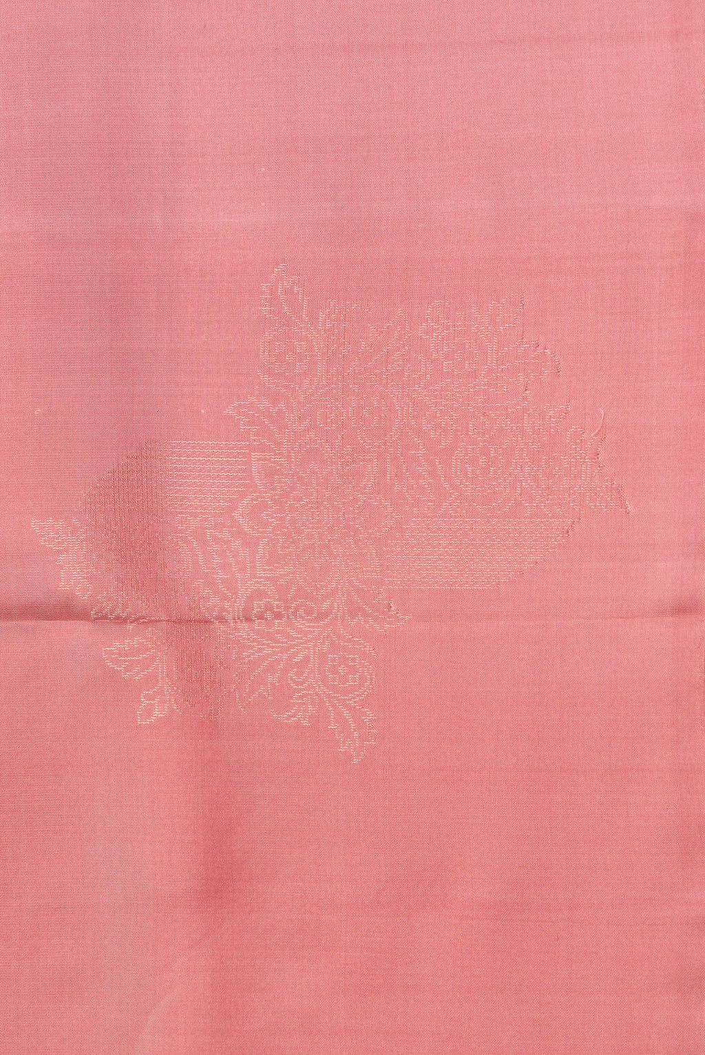 Border image of Pure Silk Rose Gold Dual Tone Soft Saree with Zari Butta on the body and Without Border. 