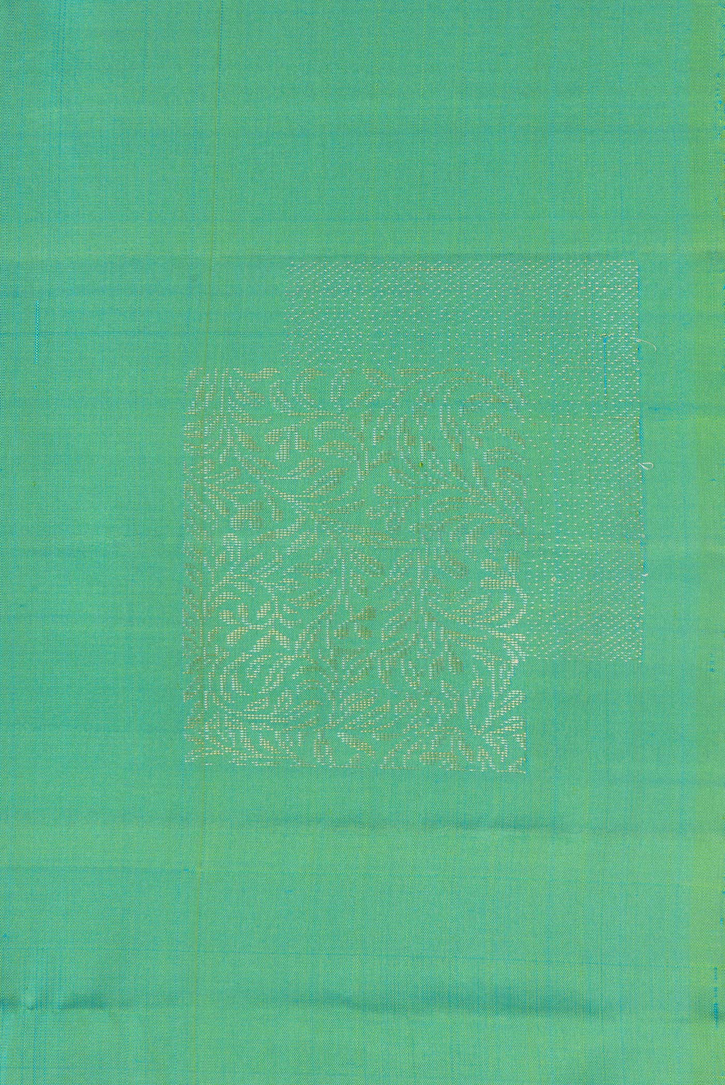 Border image of Pure Silk Green Dual Tone Soft Saree with Zari Butta on the body and Without Border. 
