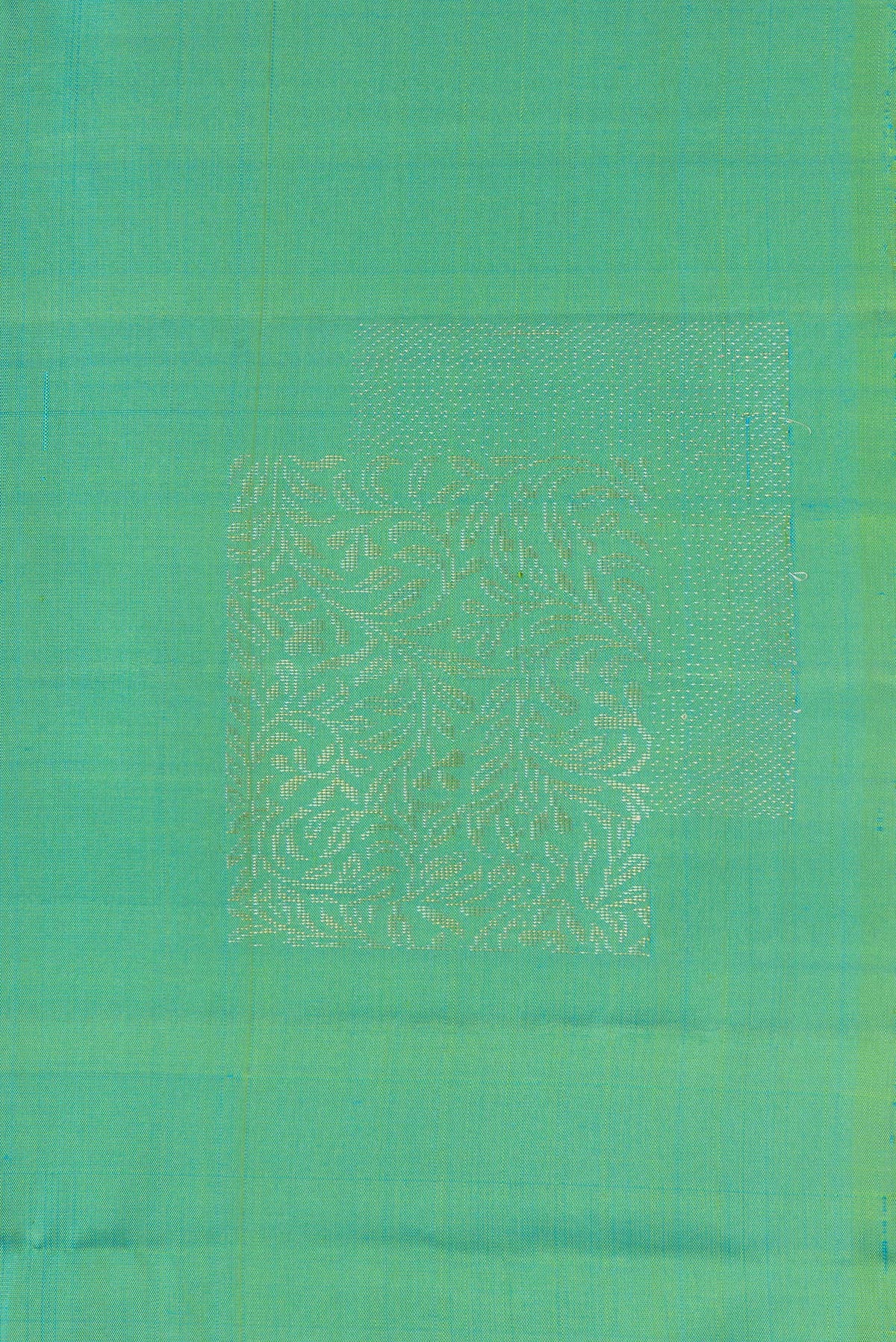 Border image of Pure Silk Green Dual Tone Soft Saree with Zari Butta on the body and Without Border. 